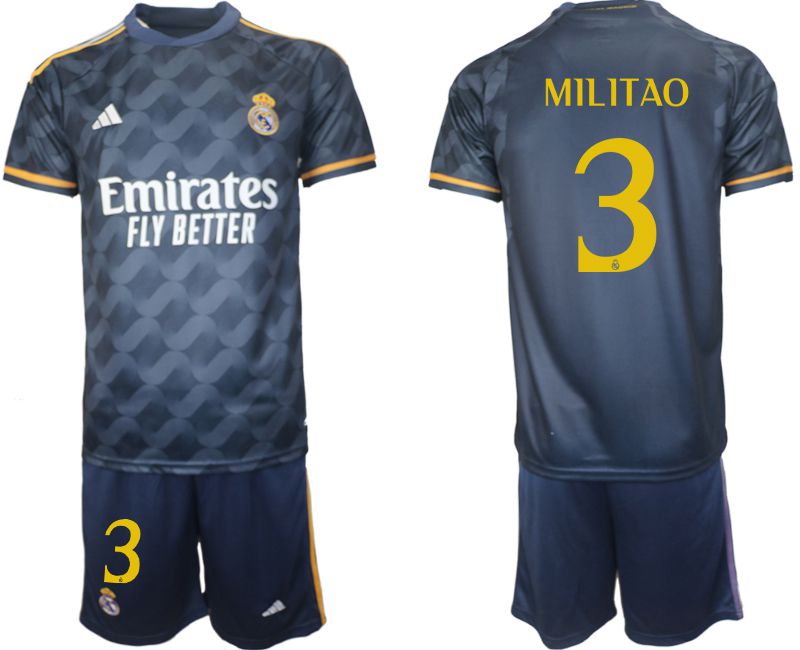 Men 2023-2024 Club Real Madrid away blue #3 Soccer Jersey->real madrid jersey->Soccer Club Jersey